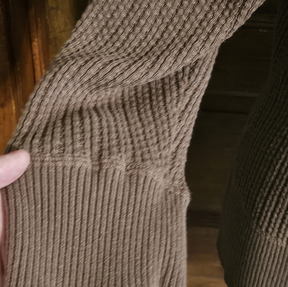 Relativity Ribbed Split neck Cardigan Brown Size L - Picture 6 of 12